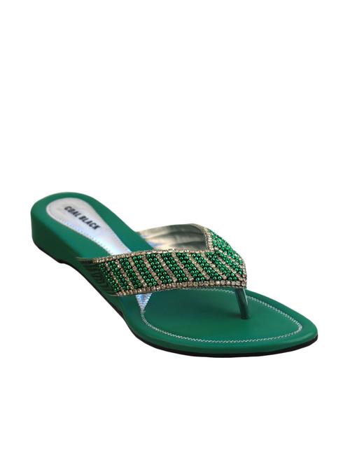 green leather flat sandal - 9991425 - Very Small Image - 1