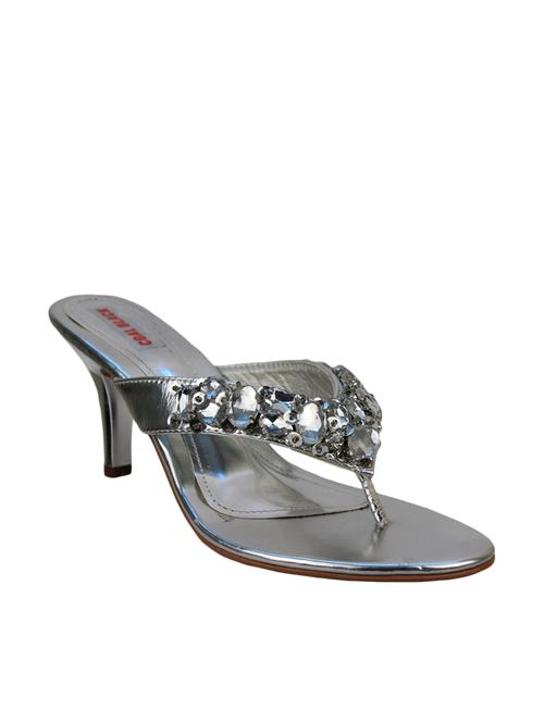 silver leather heel sandal - 9991447 - Very Small Image - 1