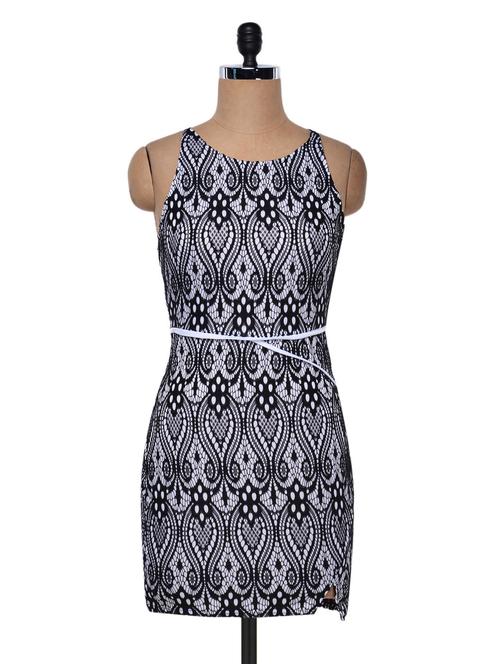 black polyknit printed dress - 999146 - Very Small Image - 1
