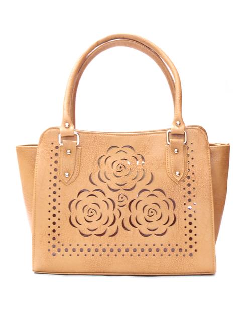 beige leatherette cutwork handbag - 9993062 - Very Small Image - 1