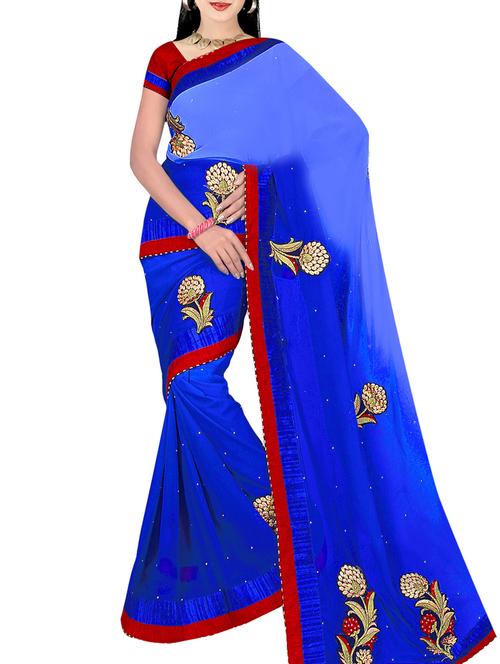 vimal saree blue georgette embellished sari - 9998824 - Very Small Image - 1